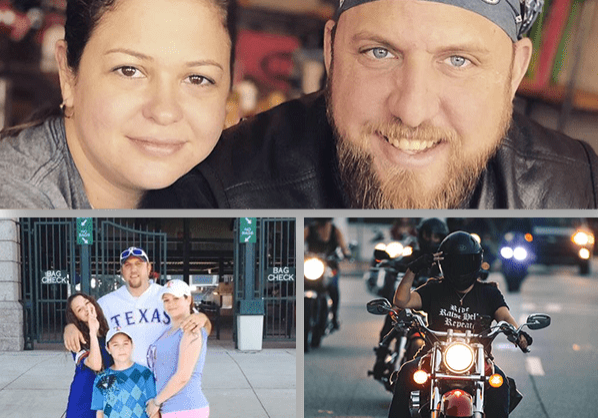 A collage of people and motorcycles on the street.